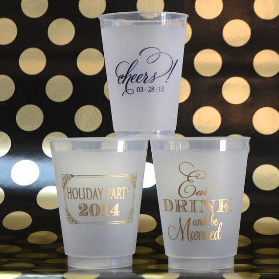Custom Wedding Frosted Plastic Cups - GB Design House