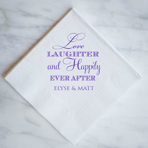 Custom Love Laughter Wedding Napkins - 100