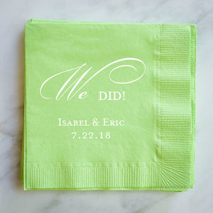 Personalized "We Did" Wedding Napkins - 100