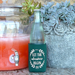 Let the Adventure Begin Wedding Favor Can Coolers