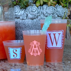 Colorful Monogram Personalized Frosted Cups