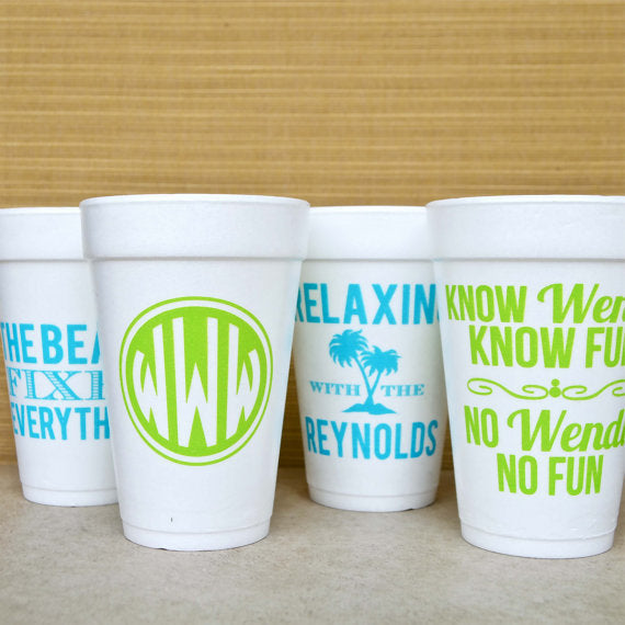 Custom Printed Styrofoam Cups, Foam Cups, Personalized Party Cups