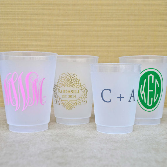 Custom Wedding Frosted Plastic Cups - GB Design House