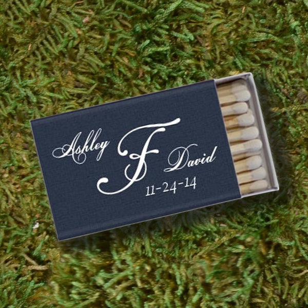 Custom Script Wedding Matches - GB Design House