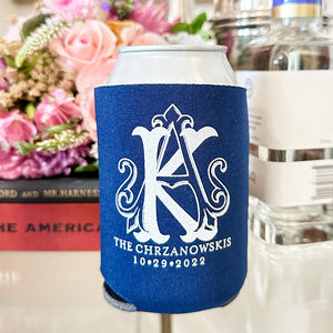 Personalized Navy Wedding Can Huggers