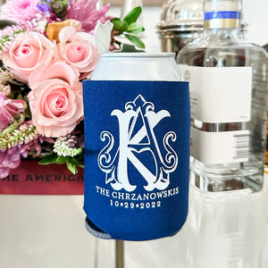 Personalized Navy Wedding Can Huggers