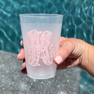 Colored Ink Monogrammed Shatterproof Cups