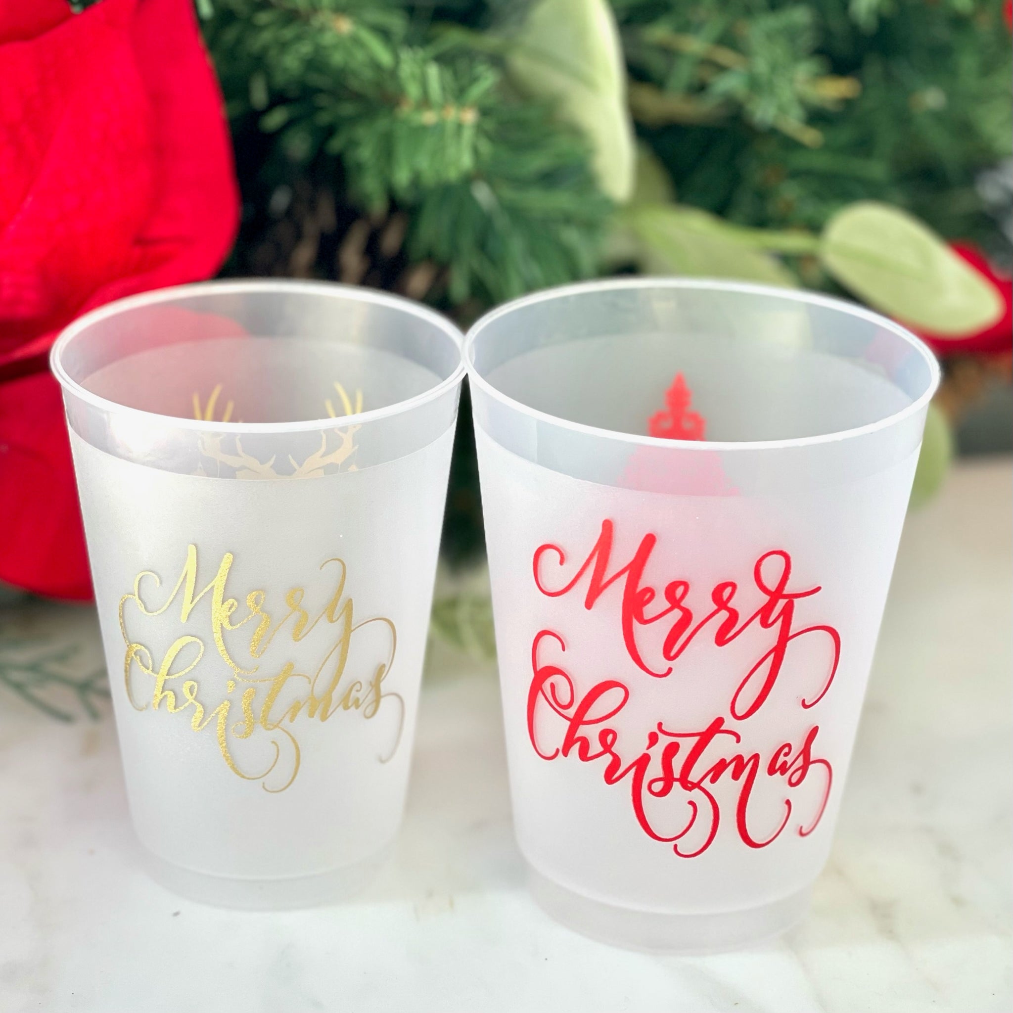 Scripted Cups Merry Christmas Script Shatterproof Cups - GB Design House