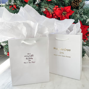 Custom Designed White Holiday Gift Bags