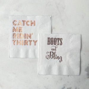 Custom "Boots and Bling" Birthday Party Napkins