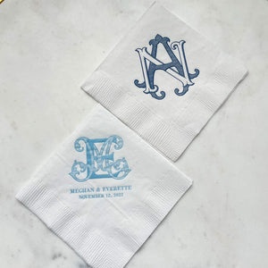 Colorful Monogram 3Ply Party Napkins