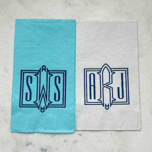 Custom Rectangle Monogram 3Ply Guest Towel Napkins