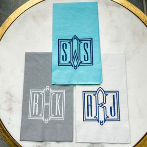 Custom Rectangle Monogram 3Ply Guest Towel Napkins
