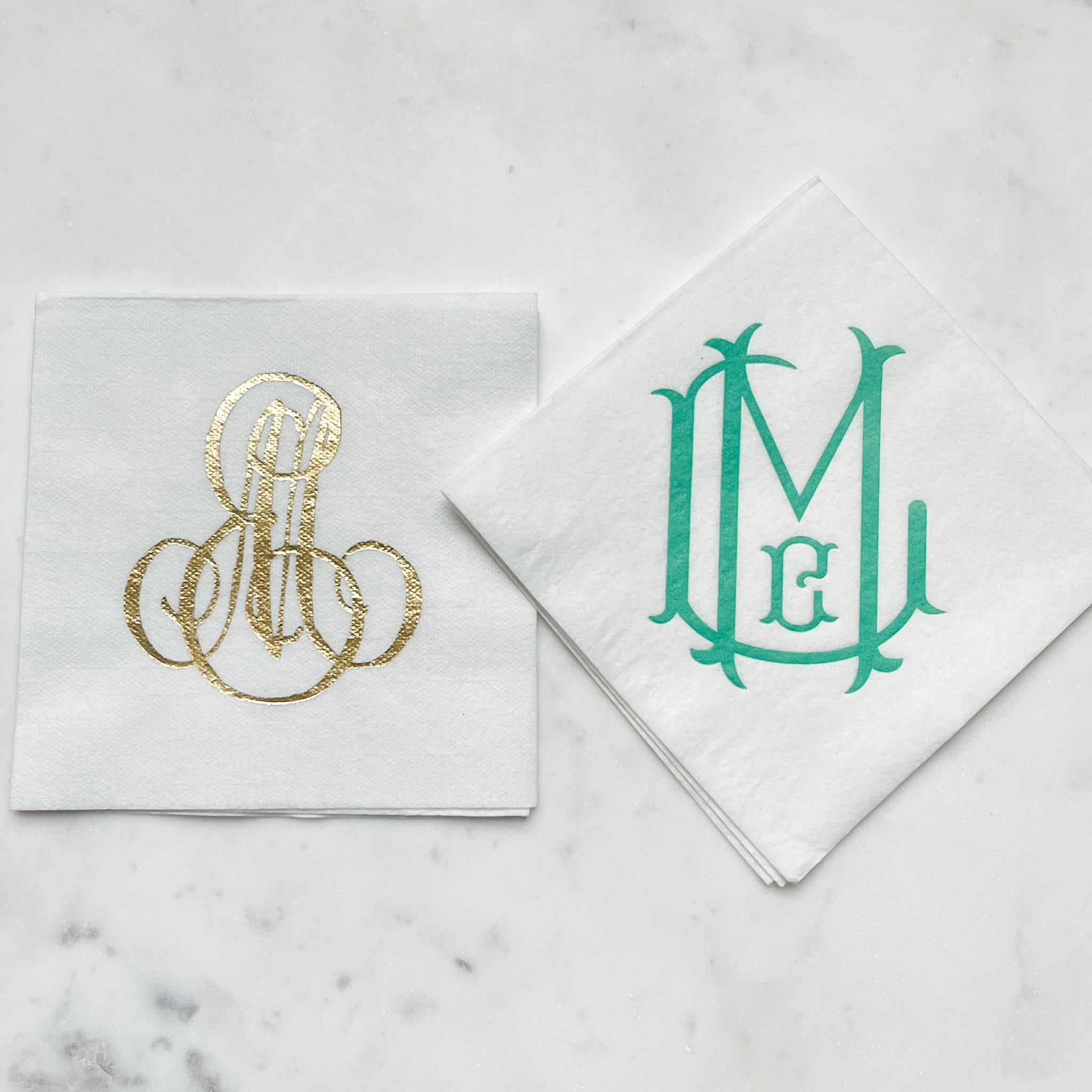 Custom Large Monogram Linen-Like Napkins - GB Design House
