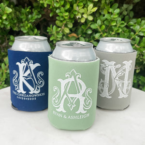 White Ink Can Cooler Favors