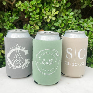 White Ink Monogrammed Event Can Coolers