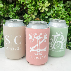 White Ink Monogrammed Event Can Coolers