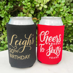 Birthday Party Themed Can Cooler Favors