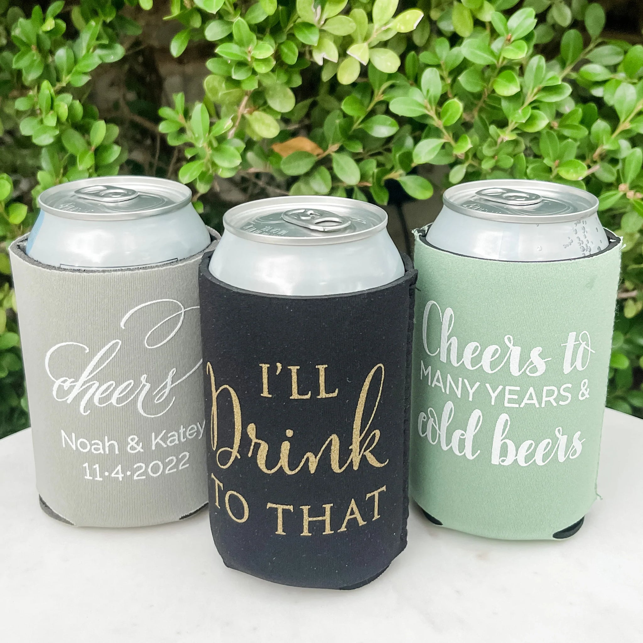 Customizable Skinny Can Cooler - Sprinkled With Pink