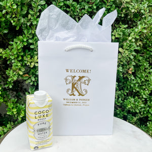 White and Gold Wedding Welcome Bags