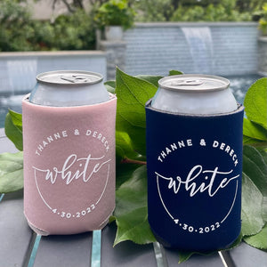 Circle Monogram Can Cooler Party Favors