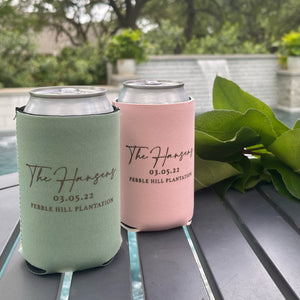 Custom Last Name Can Cooler Party Favors