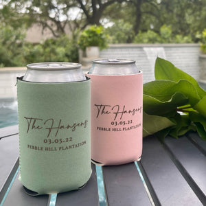 Custom Last Name Can Cooler Party Favors