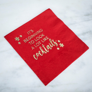 Personalized It's Beginning to Look a Lot Like Cocktails Christmas Party Napkins