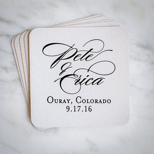 Personalized Wedding Names Coasters - set of 50