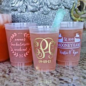 Wreath Monogram Frosted Wedding Cups