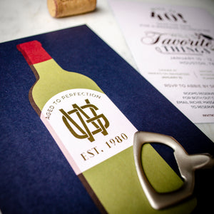 Aged to Perfection Wine Bottle Invitation