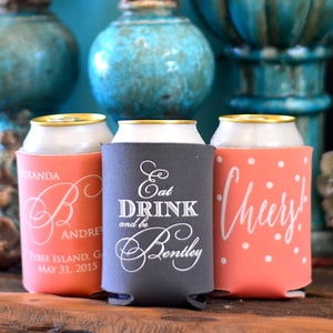 Eat Drink & Be Married Wedding Favor Can Coolers