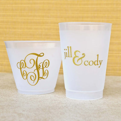 Personalized Heart and Names Shatterproof Wedding Cups - GB Design House