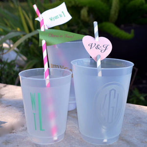 Striped Paper Straws with Personalized Tags
