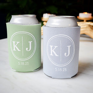 Personalized Circle Monogram Can Coolers