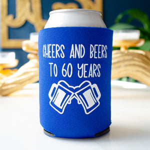 60th Birthday Fishing Themed Can Cooler Party Favors