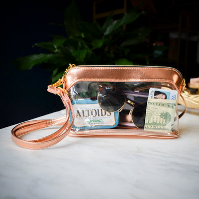 Rose gold clear bag discount