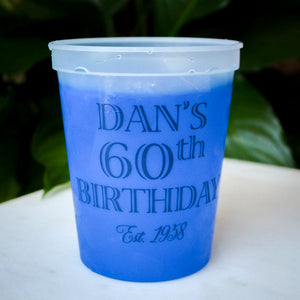 Custom 60th Birthday Party Mood Cups