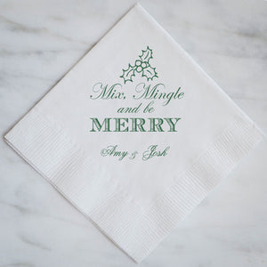 Personalized Mix Mingle & Be Merry Napkins - 100