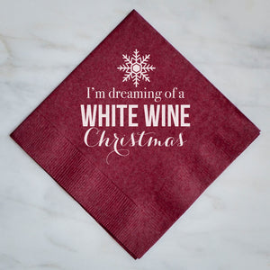 Personalized White Wine Christmas Napkins - Set of 100