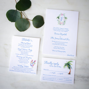 Watercolor Monogram Letterpress Wedding Invitations - Letterpress + Digital Watercolor