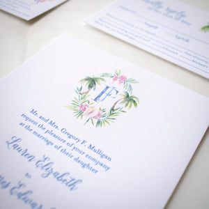 Watercolor Monogram Letterpress Wedding Invitations - Letterpress + Digital Watercolor