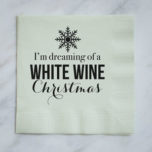 Personalized White Wine Christmas Napkins - Set of 100