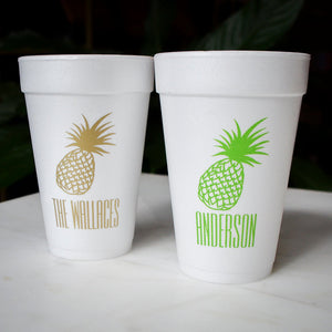 Custom Tropical Pineapple Foam Cups