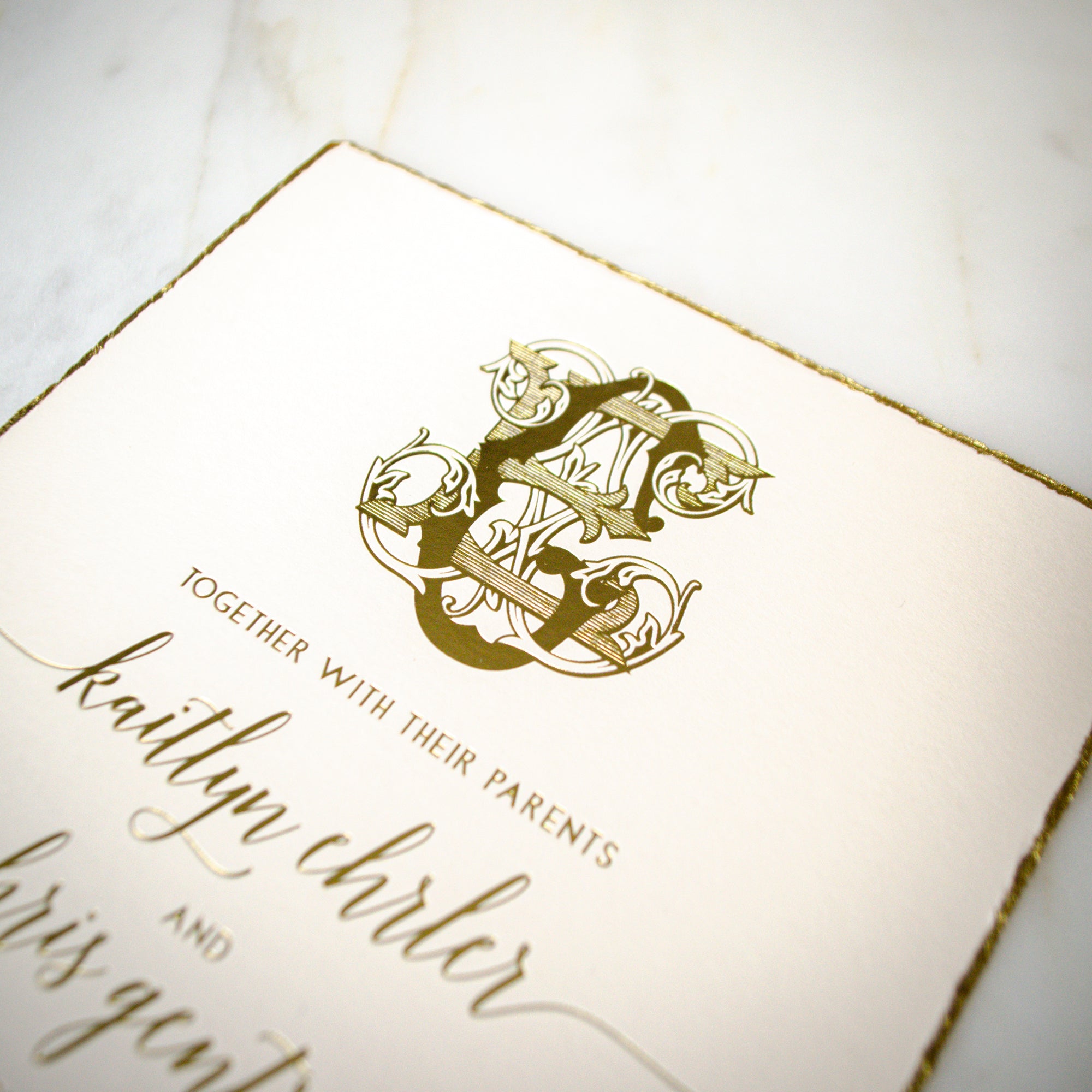 Black & Gold Foil Crest Invitations - GB Design House