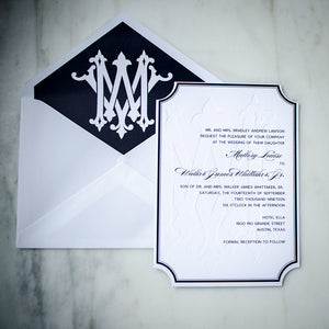 Oversized Monogram Classic Letterpress Wedding Invitations