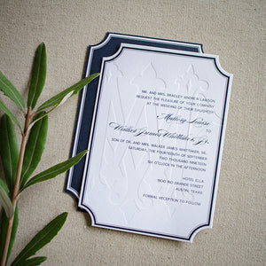 Oversized Monogram Classic Letterpress Wedding Invitations