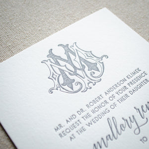 Classic Monogram Letterpress Wedding Invitations