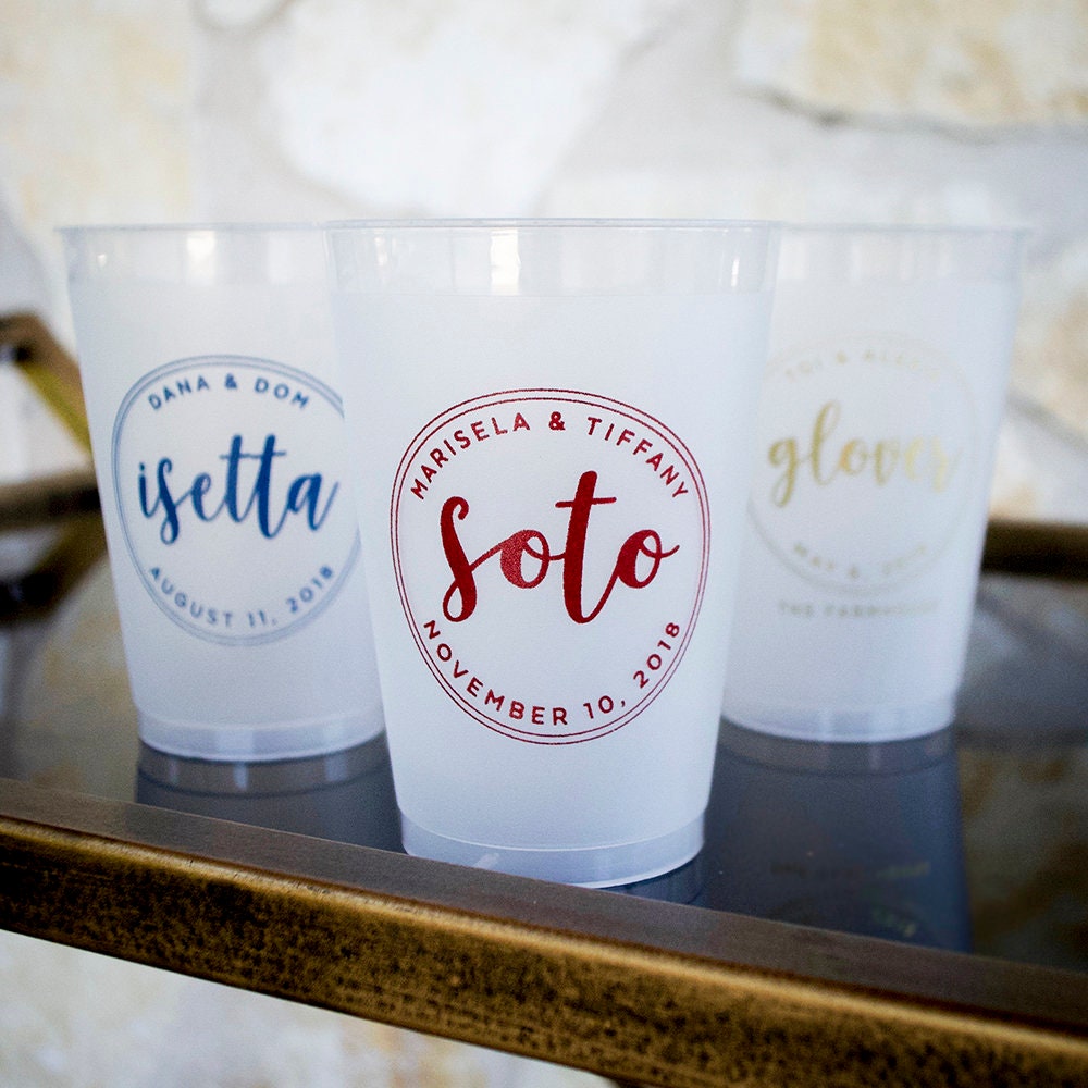 Soft Plastic Wedding Beer Cups, Custom Printed Plastic Cups, Wedding  Reception, Personalized Engagement Party Disposable Cups, Cheers Beers 