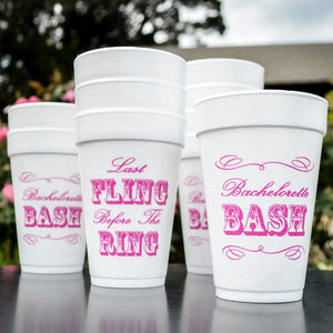 Custom "Last Fling" Bachelorette Bash Styrofoam Cups